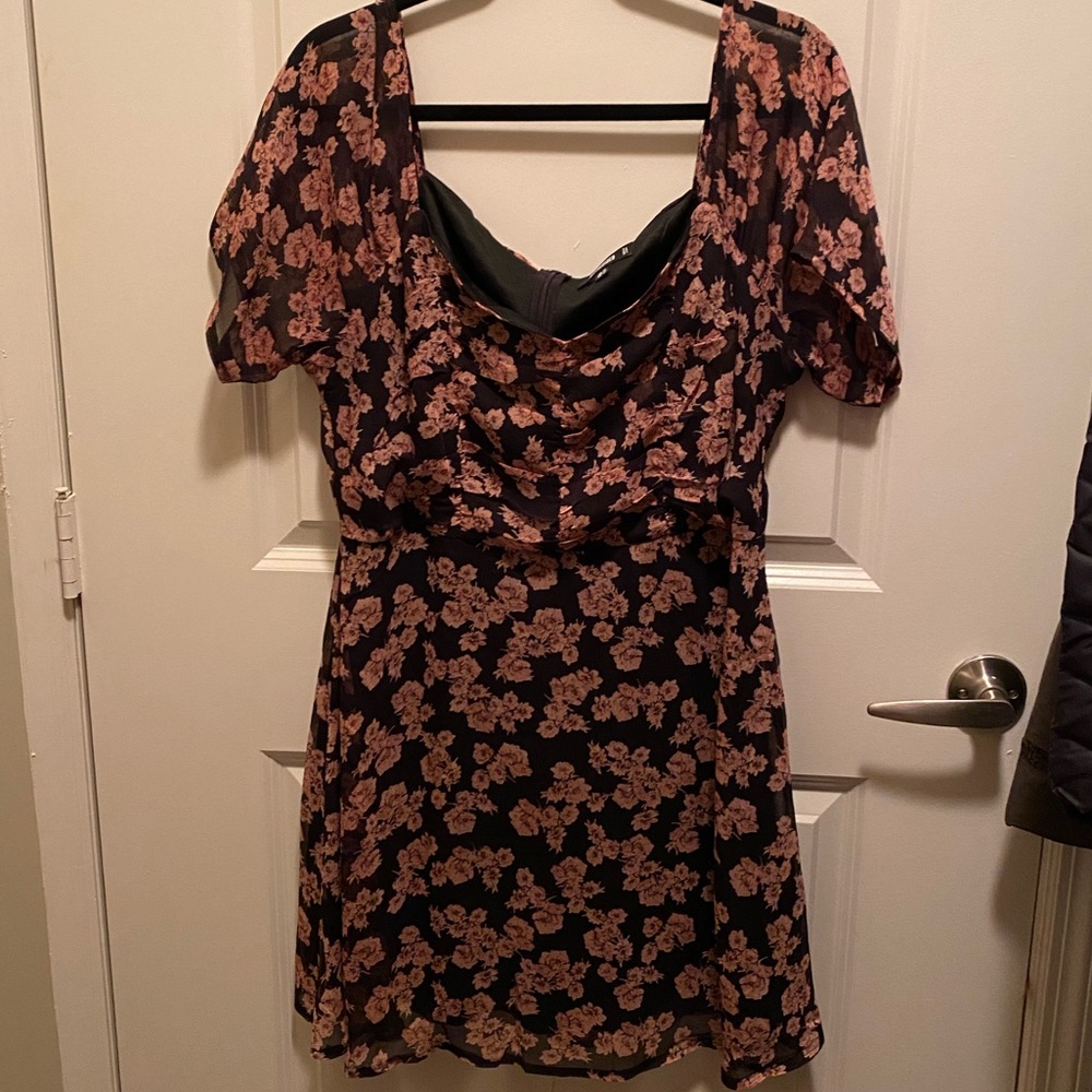 Missguided Black and Pink Floral Dress